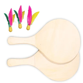 

1 Pair Beach Ball Paddles / Rackets Wooden Badminton Tennis Bat Backyard Game Speed Reaction Training Games