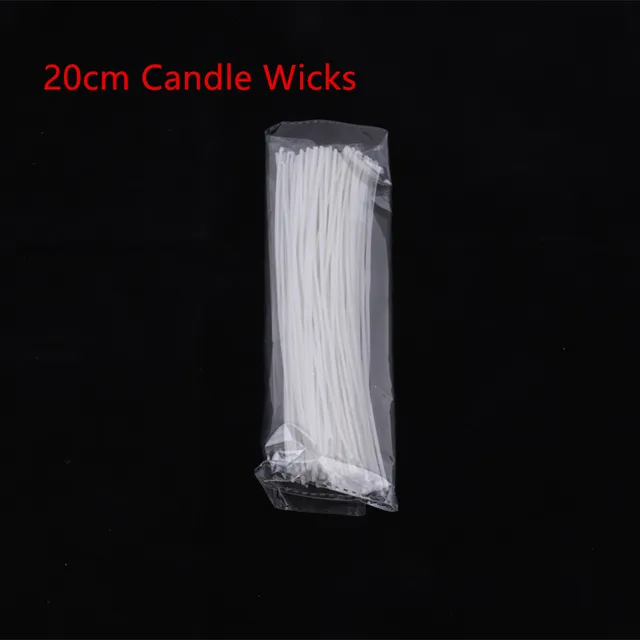 100pcs/Bag Candles Wicks 2.6/8/9/15/20cm DIY Pure Cotton Core Smokeless Wicks Candle Making Birthday Christmas Decoration Tools 20cm Candle Wicks