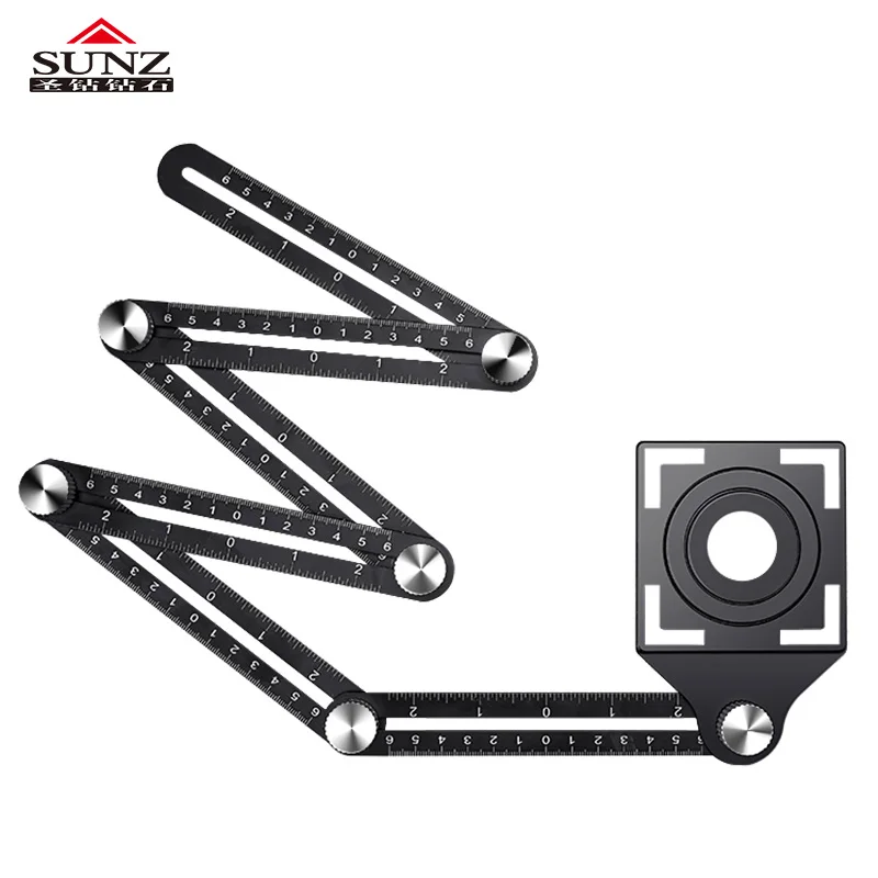 

6 Folding ruler aluminum alloy multifunctional Measuring tool Ceramic tile hole drilling positioner multi-function adjustable
