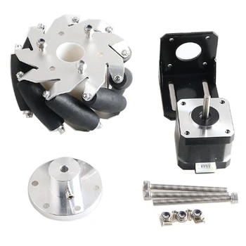 

Metal Mecanum Drive Wheel 42 Stepper Motor with 42 Motor Bracket + Matching Screws for DIY RC Car Drive Parts