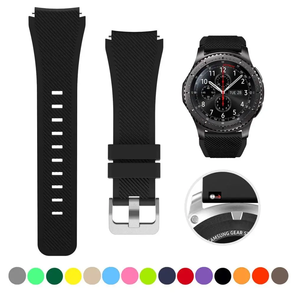 20/22mm reloj banda para Samsung galaxy reloj de 3/equipo s3 frontera/active2 pulsera de silicona reloj huawei gt 2-2e-pro 42/46mm