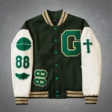 

Vintage Casual Baseball Jacket Men's Furry Letters Embroidery Patchwork Streetwear Hip Hop College Style Unisex Varsity Jackets