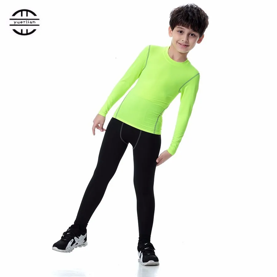 Yuerlian/ детский компрессионный впитывающий спортивный костюм для фитнеса облегающий спортивный костюм длинная футболка леггинсы детский комплект для бега