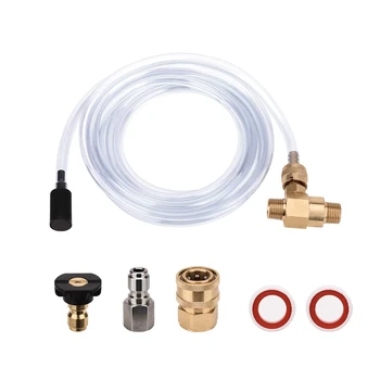 

Pressure Washer Chemical Injector Kit Adjustable Soap Dispenser, 3/8 Inch Quick Connect, 10 Ft Siphon Hose, Come with 1 pcs Soap