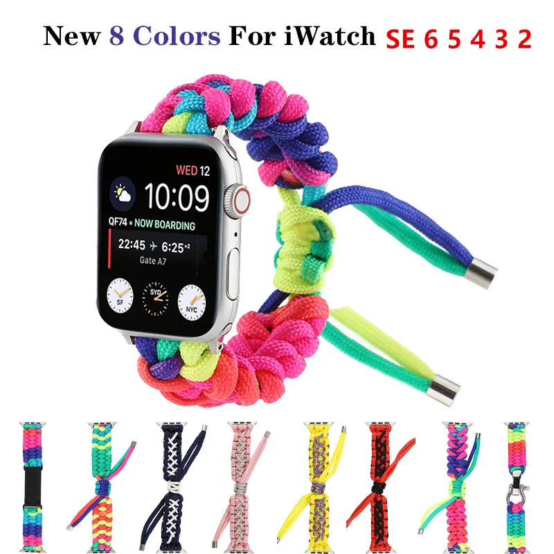 

Woven Color Rope Strap for Apple Watch Band 7 6 5 4 41mm 45mm 44mm 40mm Bracelet for IWatch Strap Series SE 3 38/42mm Watchbands