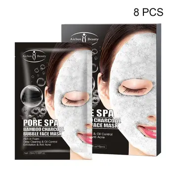 

8Pcs/box Moisturizing Bamboo Charcoal Bubble Face Mask Deep Pore Clean Whitening Cleaning Oil Control Skin Care