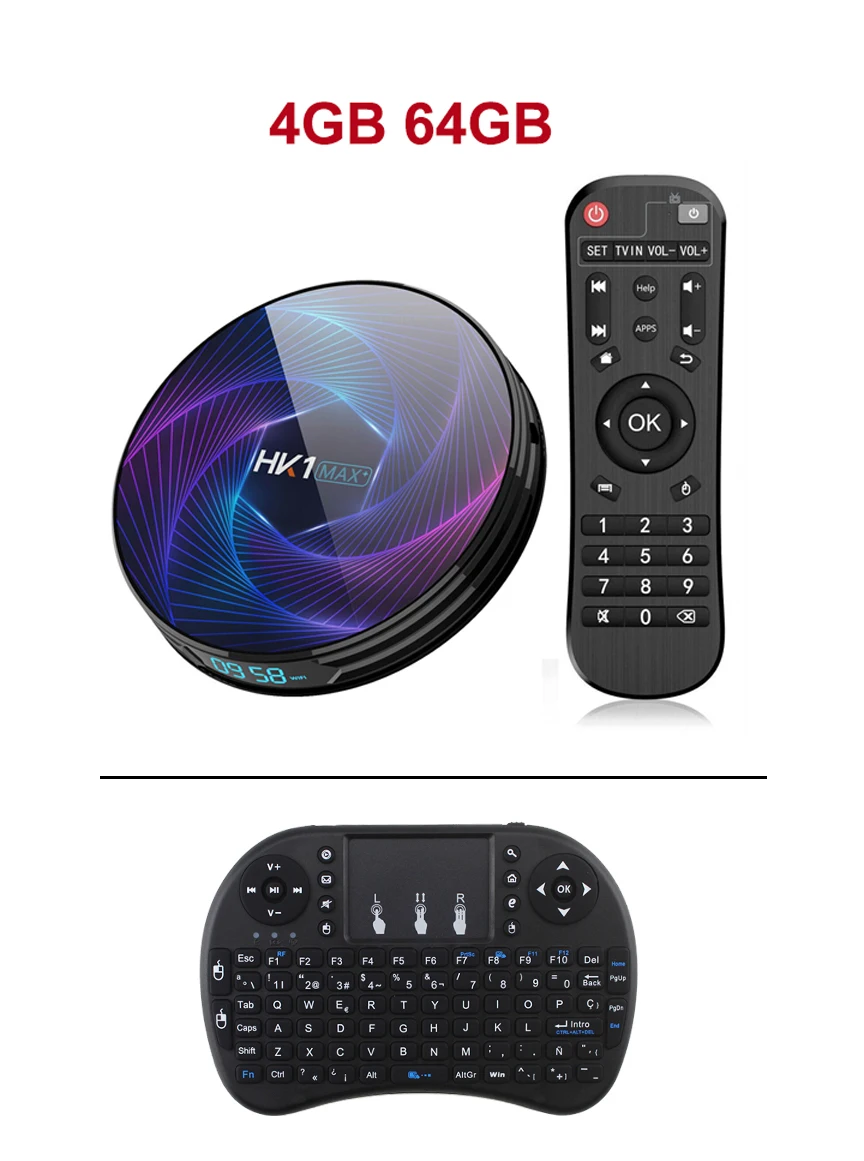 Procaja HK1Max+ Android 9,0 HK1 Max+ Android tv BOX 2G/4G ram 32G/64G/128G rom RK3368PRO Восьмиядерный 1000M LAN телеприставка - Цвет: 4GB 64GB and I8