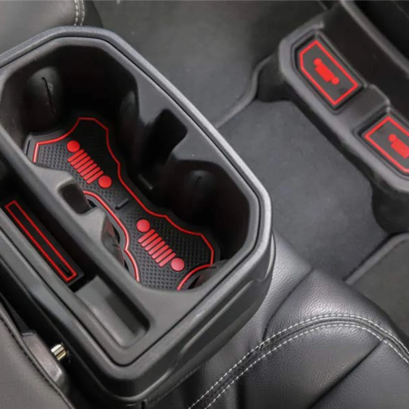 Нескользящие ворота Слот коврики латексные двери коврик чашки для Jeep Wrangler Jl аксессуары для интерьера(красный