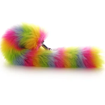 New Novelty Fox Tail Plug Rainbow Set Removable Anal Plug Butt Plug Cosplay Adult Game BDSM Collar Fur Replaceable Erotic Kit 2