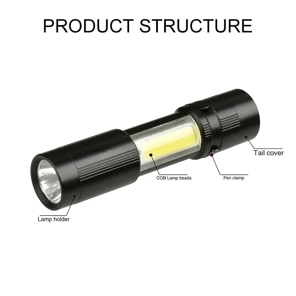 Светодиодный фонарь Zaklamp COB+ XPE тактический фонарь с масштабируемым фокусом Zaklampen 3/4 Modi Водонепроницаемый аварийный фонарь