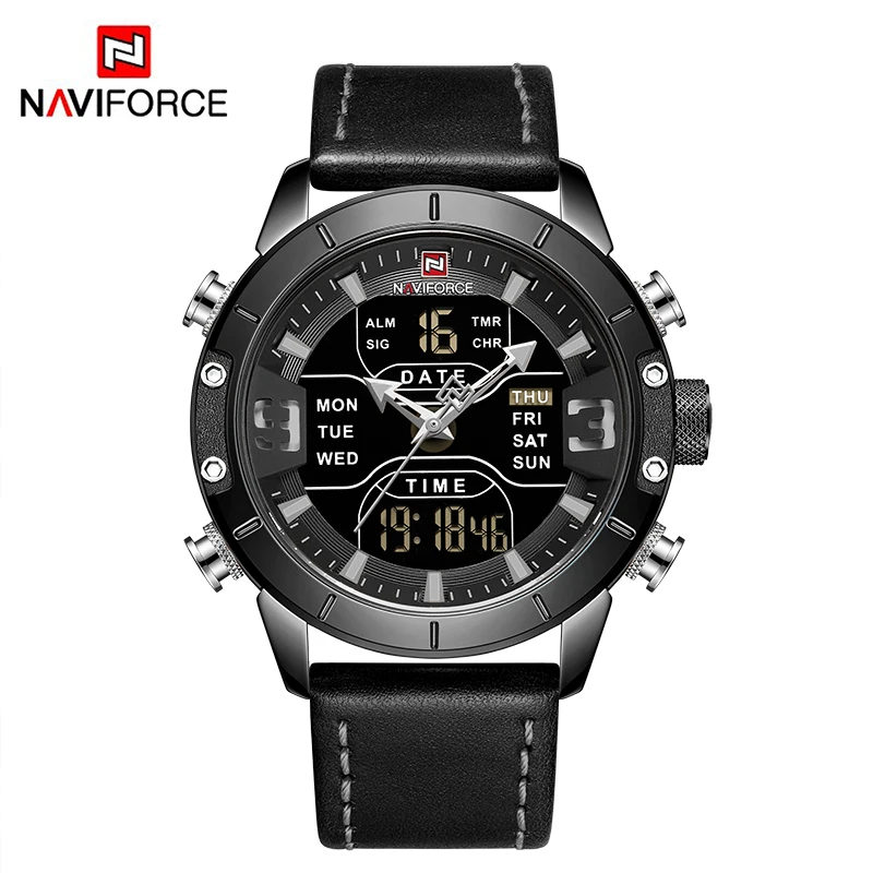 NAVIFORCE кварцевые часы для мужчин люксовый бренд наручные s светодиодный цифровой