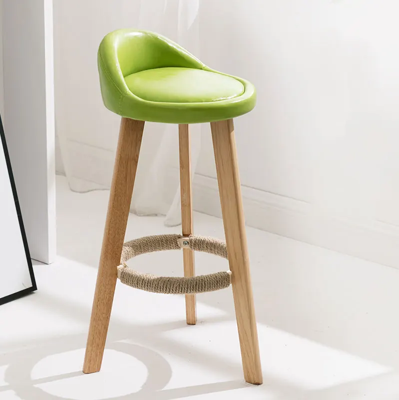 Барное кресло масло воск кожаный стул с обивкой Удобная подушка современный минималистичный стиль несколько вариантов комфортная подушка - Цвет: Light Green Oil Wax