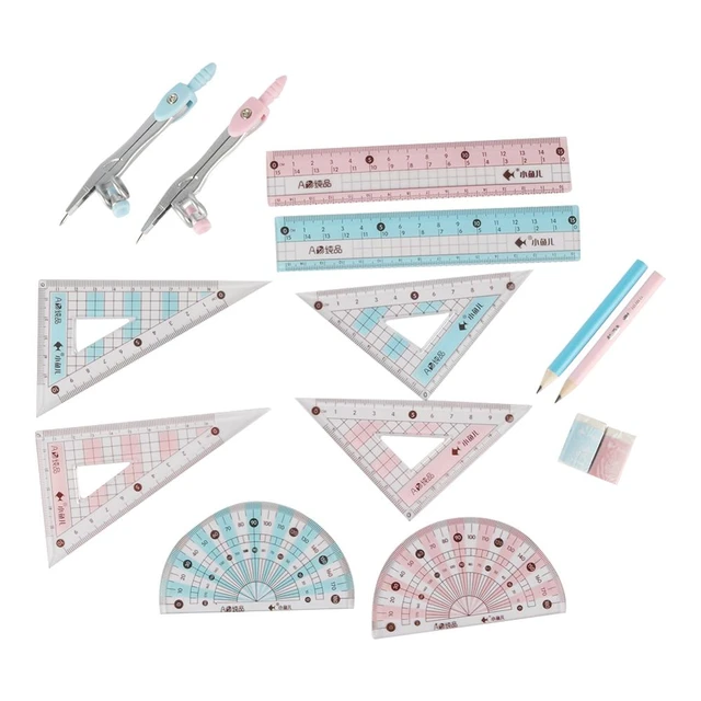 7pc/Set Rulers Geometry Maths Drawing Tool Stationery Rulers Drafting  Supplies Kids Ruler Compass with Metal Box School Supplies - AliExpress