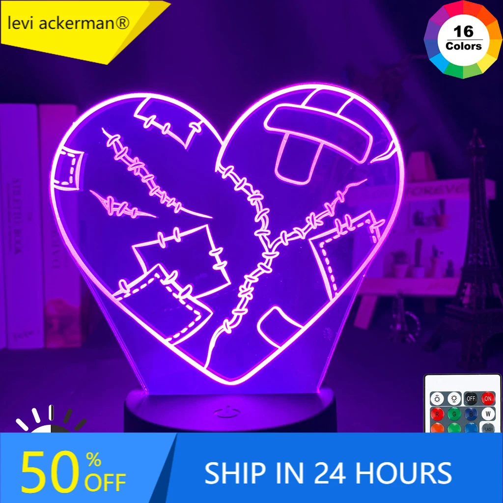 3d ночной Светильник Heart breaker 16 Цвета изменение для девочек украшения комнаты