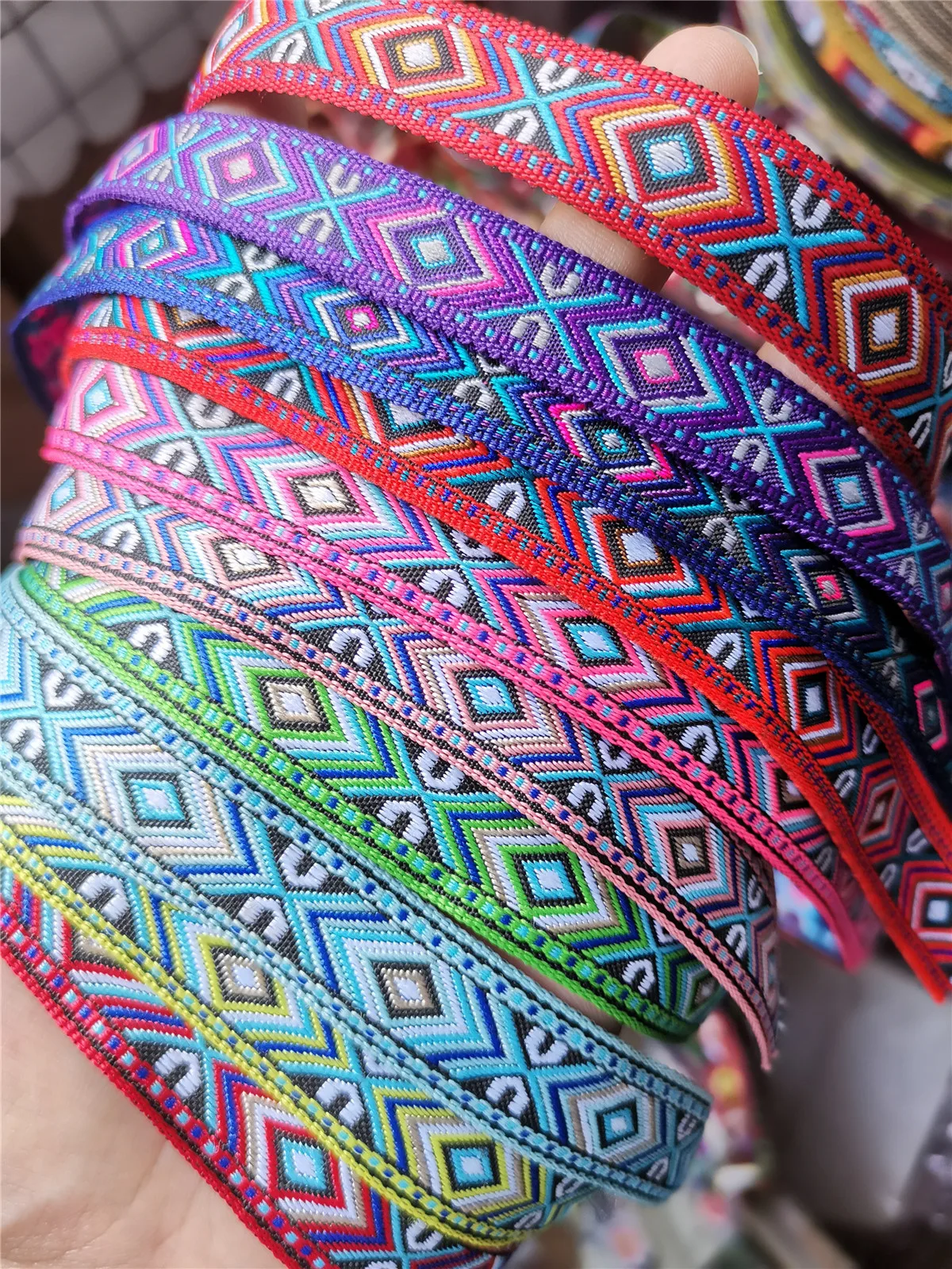 5/8" 18mm 5 Yards Geometry Woven Jacquard Ribbon for DIY Pet Collar Garment Accessories ribbon decoration ribbon supplies sewing ribbon