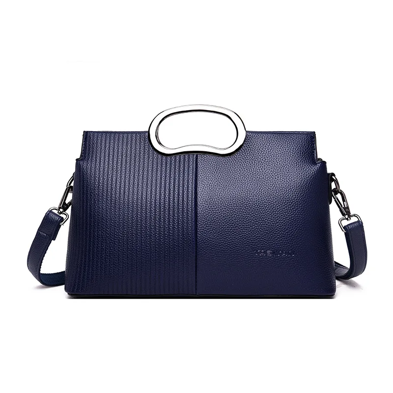 Синий Высококачественные Женские сумки из натуральной кожи, лоскутные сумки через плечо, женская сумка-тоут, женские сумки Bolsas Feminina - Цвет: Синий