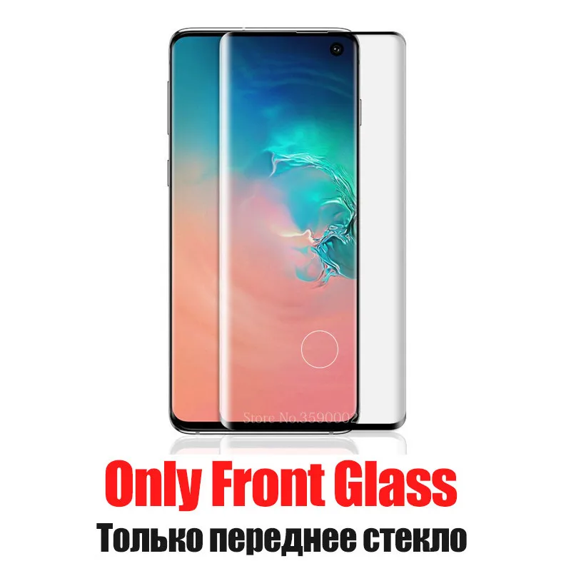 2-в-1 9D задняя защита для объектива камеры стекло для samsung note 10 плюс s10 note10 s 10+ s10plus закалённое защитное стекло изогнутая пленка - Цвет: only Front Glass