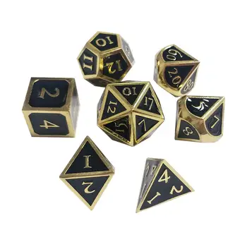 

7pcs/Set Of Solid Metal Dice-Shiny Sliver With Black Enamel-DnD Dice Set-Polyhedral Dice Set-RPG Dice Set For RPG Games 9 Colors