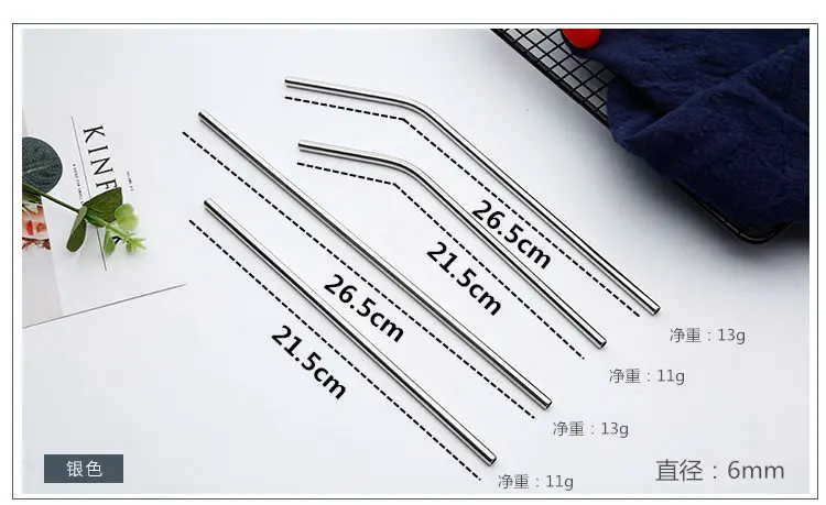 304 Stainless Steel Straw Creative Titanium Color Straw Gold Milk Tea Drinking Straw Metal Straw