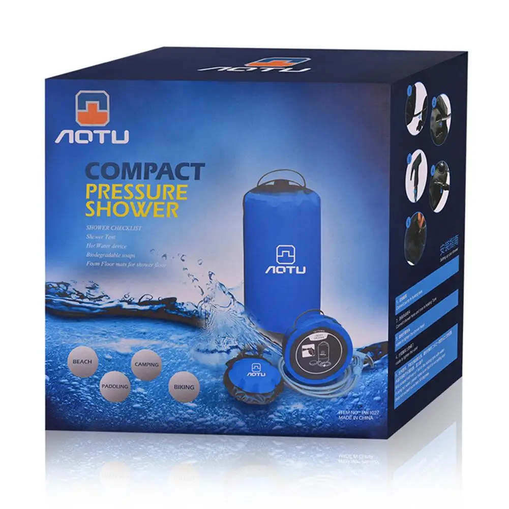 11L Outdoor Inflatable Shower Pressure Shower Water Bag Portable Camp Shower Lightweight Travel PVC Water Storage Outdoor Shower