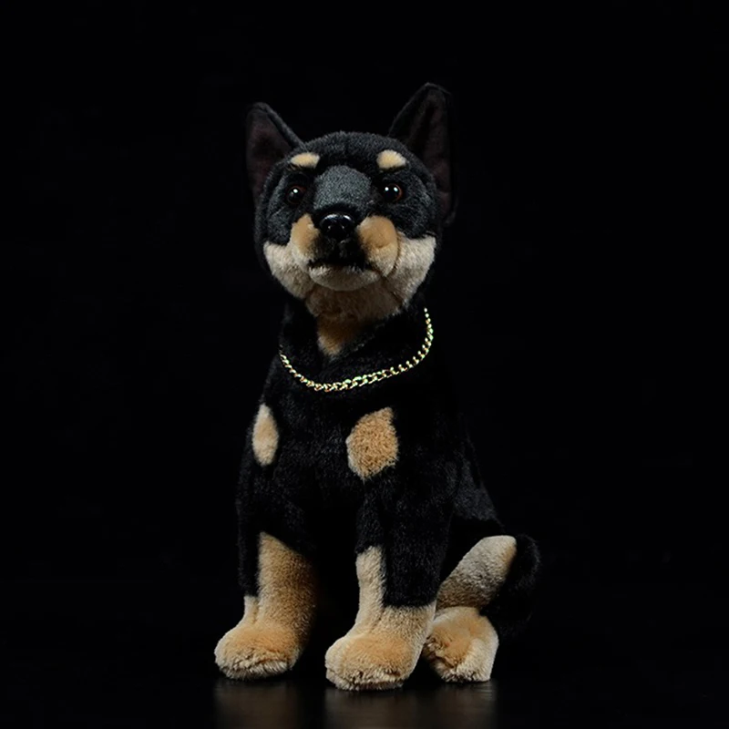 Милая мягкая плюшевая игрушка Dobermann короткая черная полиция собака кукла
