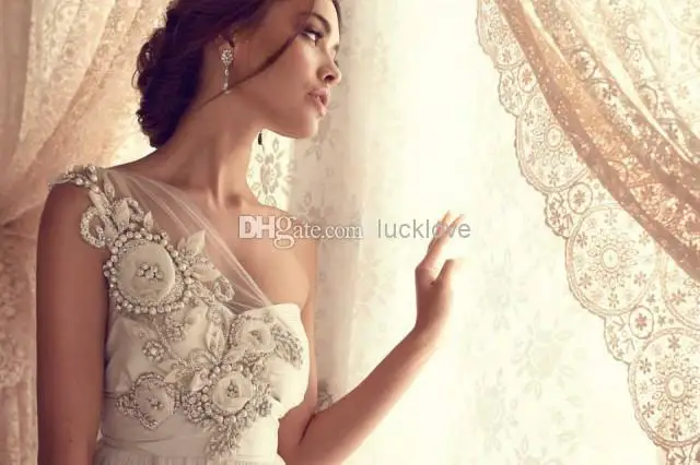 Новая мода, vestido de noiva, на одно плечо, романтическое, официальное, хрустальное, свадебное платье, винтажное, платье для матери невесты