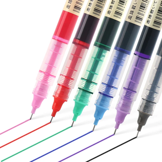 Quick Dry Gel Ink Rollerball Pen Black Blue Red Green Purple Pink 0.5mm  Needle Tip Colored Pens For Journaling Painting Doodling - Rollerball Pens  - AliExpress