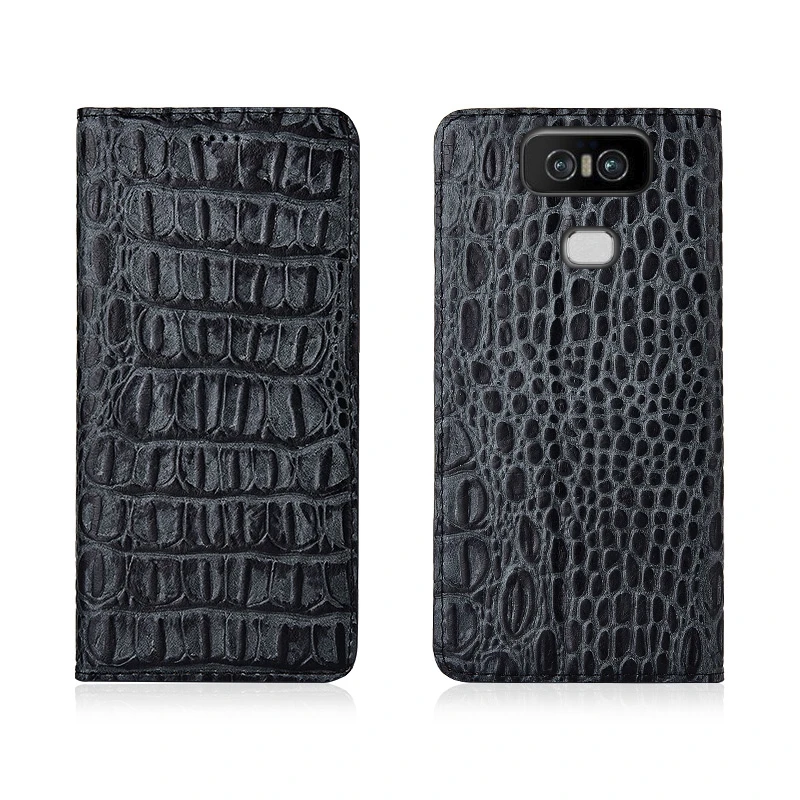 

Crocodile Back Pattern Genuine Real Leather Magnetic Flip Phone Bag For Asus Zenfone 6Z ZS630KL/Zenfone 6 2019 Phone Case Capa