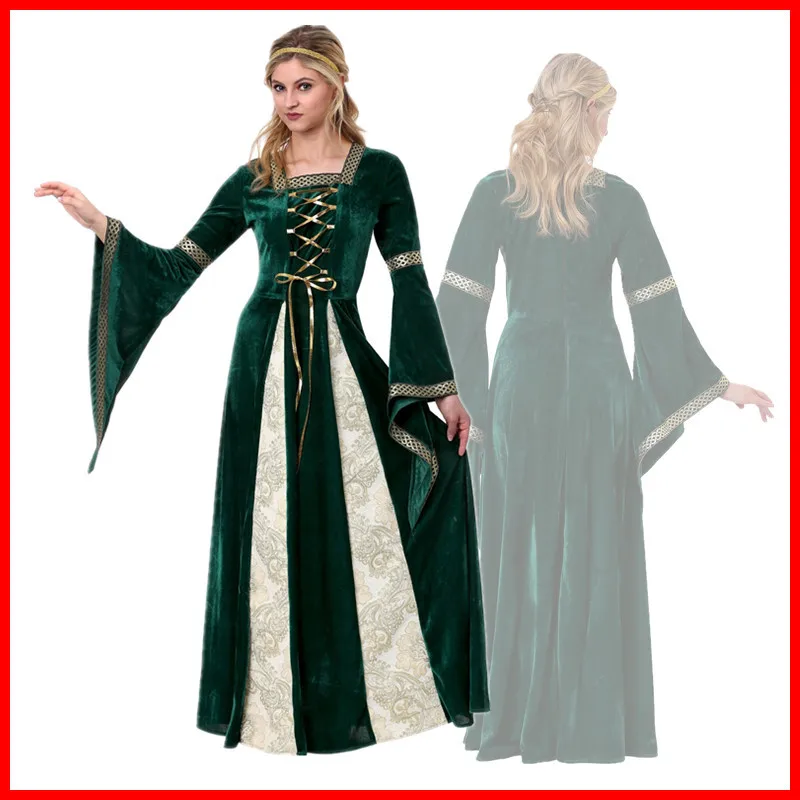 Brave Мерида платья Принцесса Мерида Косплей Костюм Хэллоуин mediaeval костюмы европейский средневековый винтажный корт королева платье