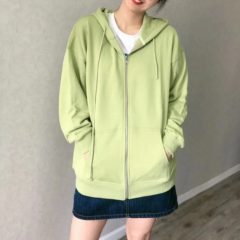 

Oversize Women Soft Cotton Hooded Jacket 2022 Summer Fashion Ladies Casual Loose Coat Female Solid Color Jacket Top
