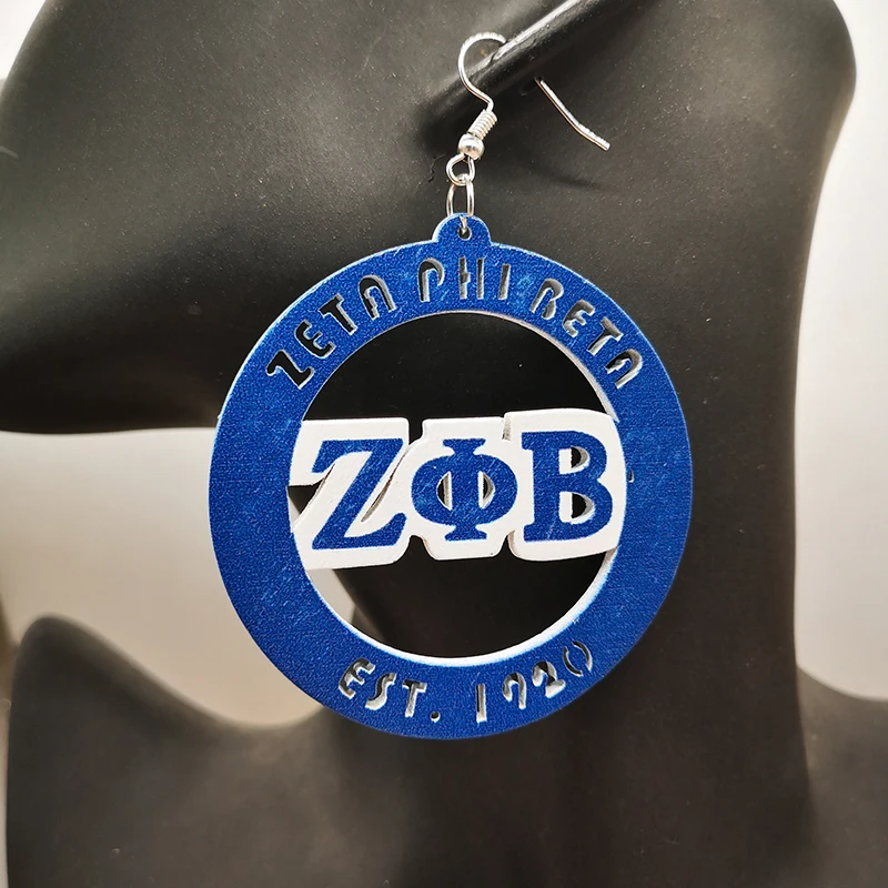 Бесплатная доставка! Деревянные серьги Zeta Phi Beta|Серьги-кольца| |