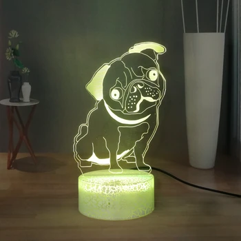 

Lovely UK Bulldog 3D Acrylic Table Lamp Cute Animal Bedroom LED Night Light Switch Desk Lamp RGB Colorful USB Remote Night Lamp
