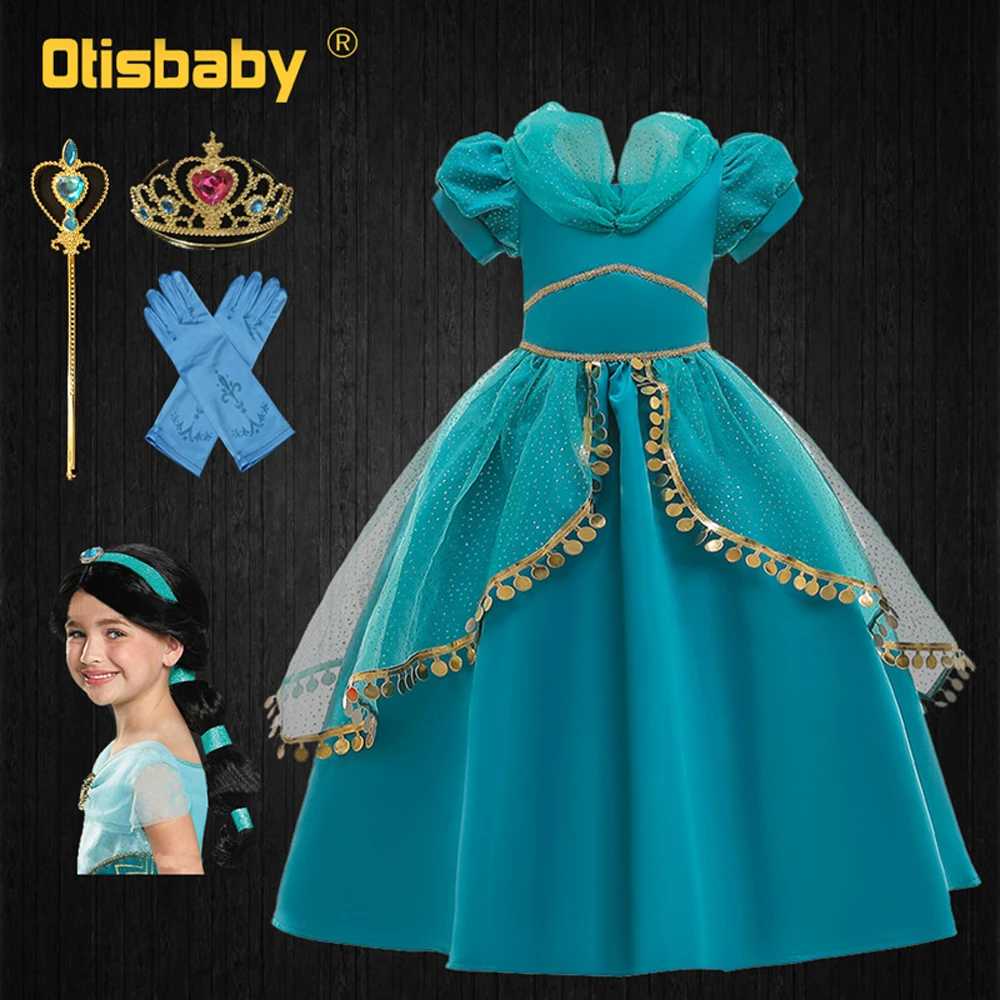 Aladdin Disguise Girls Halloween Jasmine Costume Child Dress Up Holiday Princess  Jasmine Dress For Girls Green Ball Gowns Infant - Kids Cospaly Dresses -  AliExpress