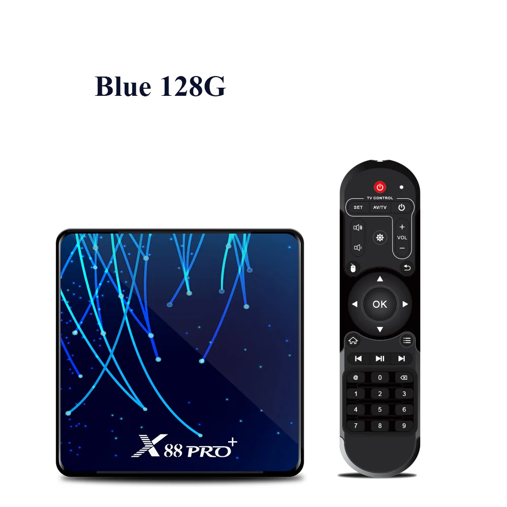 X88 PRO Plus Android 9,0 RK3368 Восьмиядерный ТВ приставка 4G 128GB BT4.0 4K Google Play Медиаплеер Smart tv Box X88 pro+ двухдиапазонный WiFi - Цвет: blue 128G