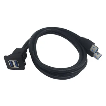 

USB 3.0 Socket Cable Auto Car Flush Mount Male to Female Extension Cord Dashboard Panel Square Audio Line for Motorcycle