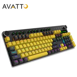 AVATTO High-End Ручка клавиша Проводная Механическая клавиатура 104 ключей не конфликт 18 видов с подсветкой игровые клавиатуры для ПК E-Sports Gamer