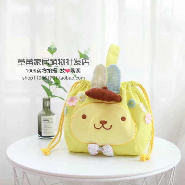 Мультфильм милый Sanrio, Hello Kitty с рисунками из мультфильма «My Melody Cinnamoroll Марка pom-Pom Purin холщовый мешок на завязках косметички для макияжа сумки для девочек
