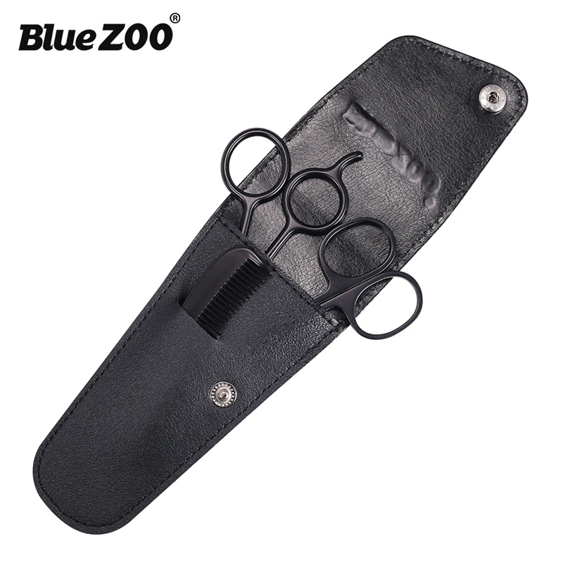 Bluezoo 3 шт./компл. ухода за бородой Комплект Профессиональная машинка для стрижки волос бороды ножницы для волос в носу ножницы и гребень для Для мужчин Усы бороды