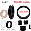 1 par de 3mm-76mm de gran tamaño hueco negro Flexible de silicona con doble acampanado carne tapones para túnel del oído de expansor camillas de la joyería ► Foto 1/6