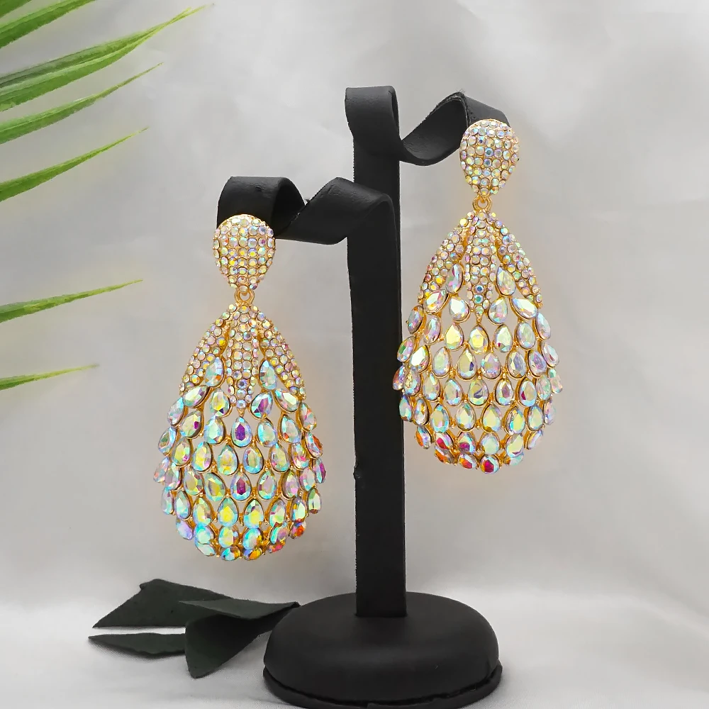 

Luxury Female Crystal Long Unique Earrings Rhinestone Earrings Modern Earings For Women Wedding Party Gift