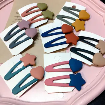 

New Wild Matte Color Matching Five-star Love Parent-child BB Clip Side Clip Suit Hair Accessories