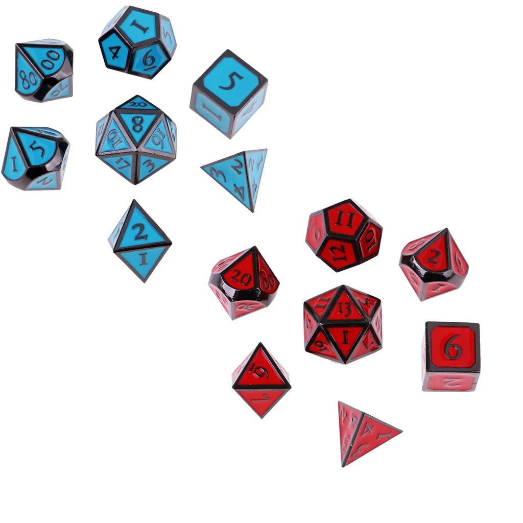 Multi sided dice set of 14 D4 D6 D8 D10 D12 D20 Dungeons D&D RPG Role play
