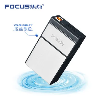 SILVER Чехол для прикуривателя FOCUS с Беспламенной съемной электронной зажигалкой ветрозащитный фонарь Зажигалка 20 шт. чехол для прикуривателя - Цвет: SILVER