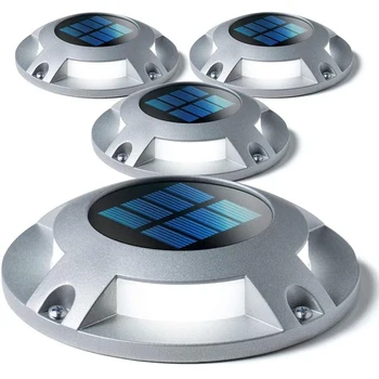 

Solar Deck Light-Outdoor Solar Light, Weatherproof Without Wiring, Silver (4 Pieces)