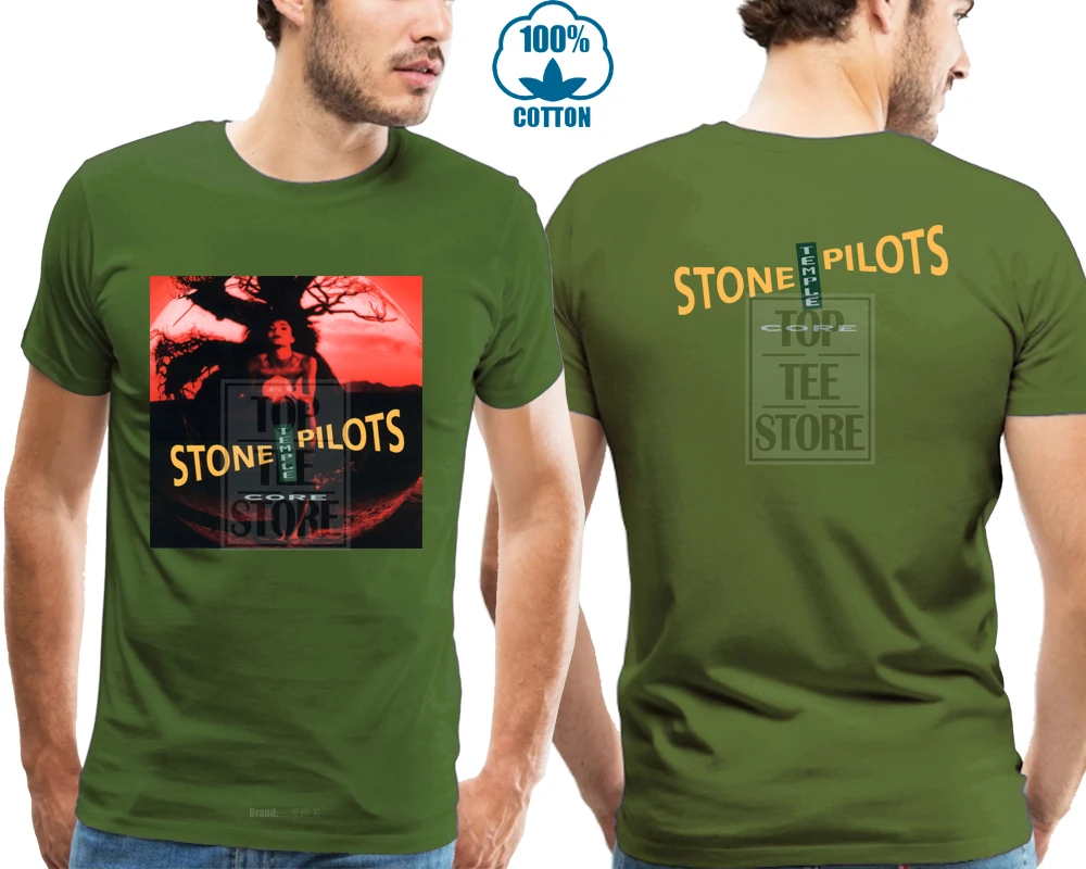 Армейский зеленый Stp Stone Temple Pilots* Основной альбом рок-группы Мужская черная футболка S 4Xl 011765 - Цвет: Армейский зеленый