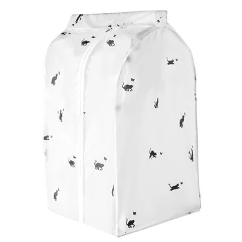 

Durable Clothes Dust Cover Cat Print Organizer Hanging Suit Zipper Wardrobe Storage Bag Convenient White Dustproof Dress PEVA