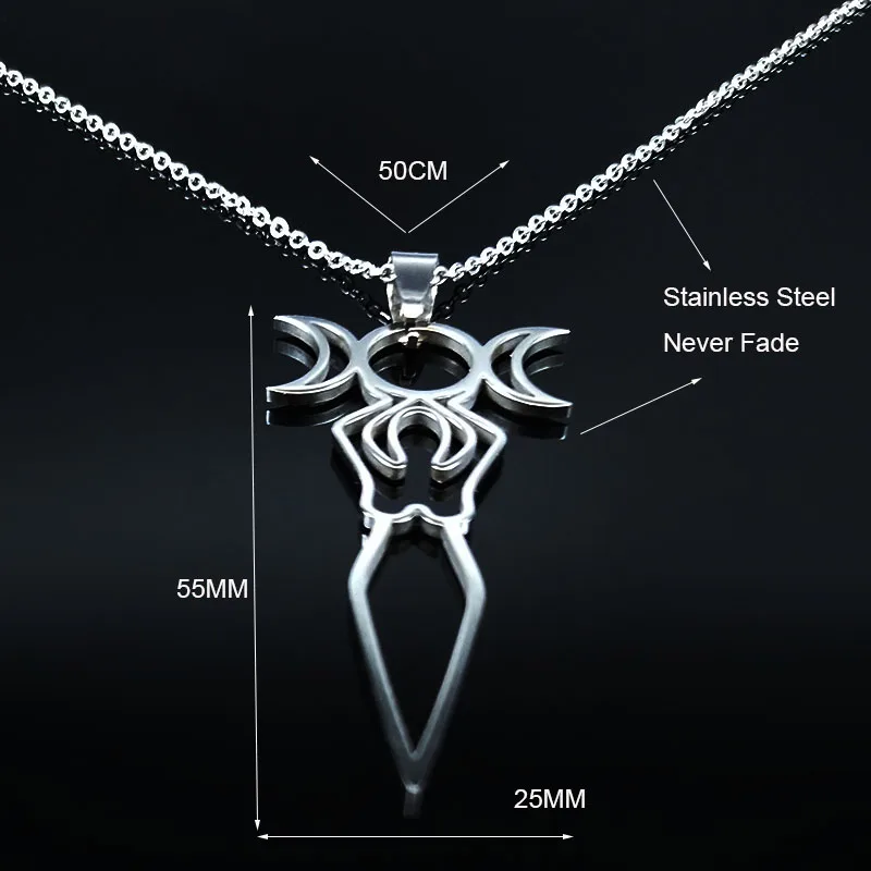 Ожерелье богиня луны из нержавеющей стали женское серебряное колдовское ожерелье ювелирные изделия cadenas para hombre N19979