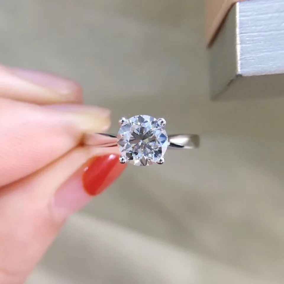 

18K Gold Moissanite Diamond 1.5 Karat WOMEN'S Ring Four Claws D Color Have zuan bi with Waist Code Certificate Private