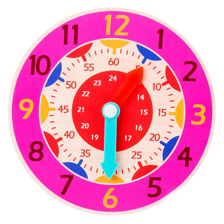 Children Montessori Wooden Clock Toys Hour Minute Second Cognition Colorful Clocks Toys for Kids Early Preschool Teaching Aids 7