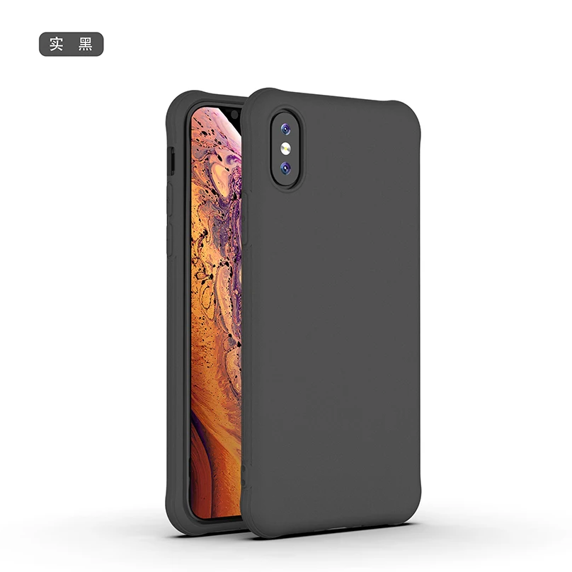 Противоударный силиконовый чехол для Iphone 11 Pro Max Xs Max Xr X 8 7 6s 6 Plus, матовый мягкий чехол для задней панели, нескользящий чехол - Цвет: Черный